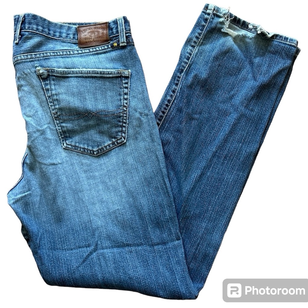 Lucky Brand Jeans Mens 38 Original Straight Blue Denim Button Fly-READ